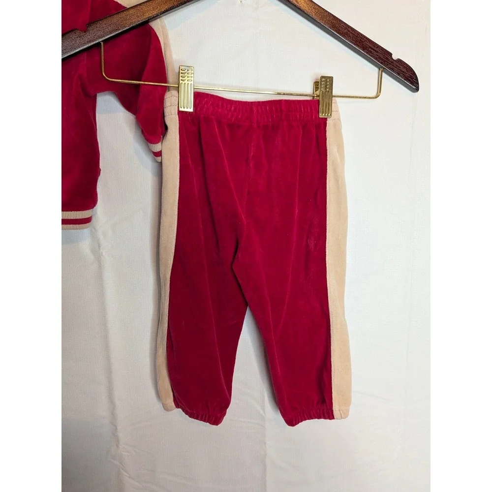 Radio Flyer Kids Red Velour Tracksuit Hooded‎ Jacket Joggers Set 12 Months